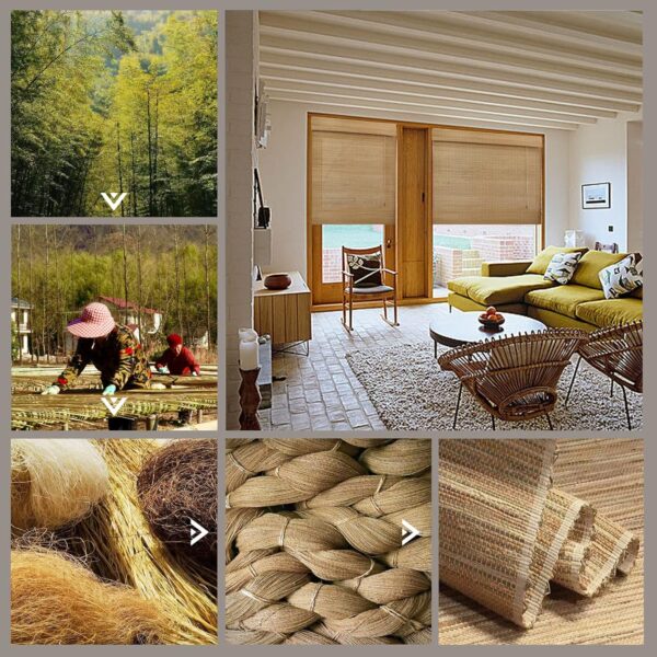 Stylish Bamboo Roller Shades for Light Filtering: 29" W x 60" L Camel - Image 4