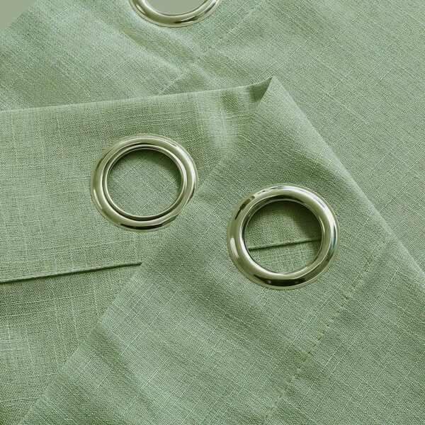 Cotton Linen Sheer Grommet Curtains Set - Sage Color, 4.5x7.5 Ft - Image 2