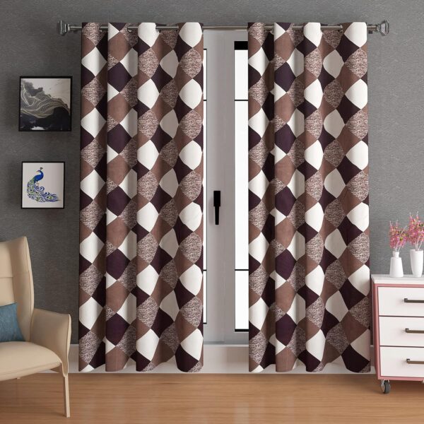 Lunar Days Crescent Eyelet Curtain - Modern Checkered Design for Any Room - Image 3