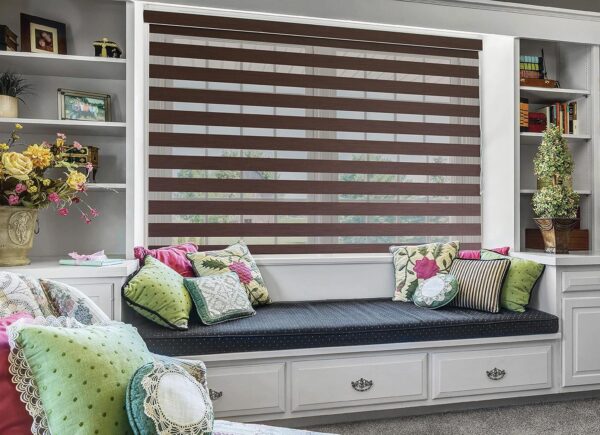 Stylish Coffee Polyester Zebra Blinds for Windows - W130xH150cm - Image 2