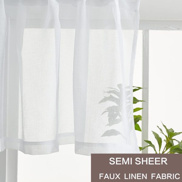 Elegant White Sheer Valance Curtains for Windows - 2 Panels, 18 Inch Length - Image 3