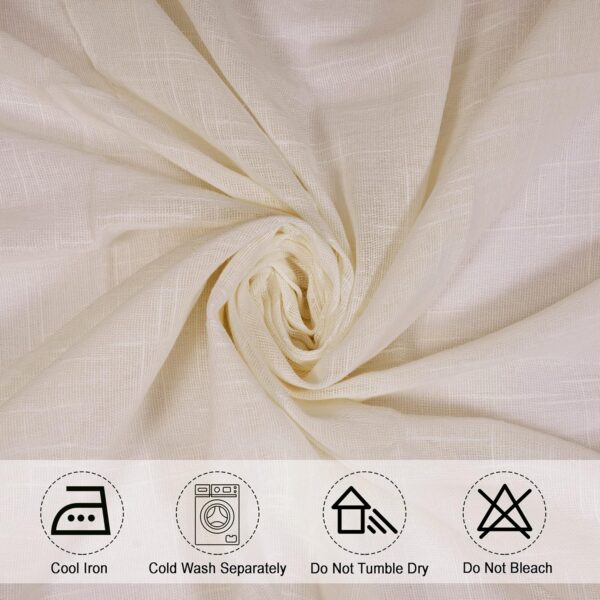 Elegant 7 Feet Beige Sheer Grommet Curtains for Stylish Home Decor - Image 5