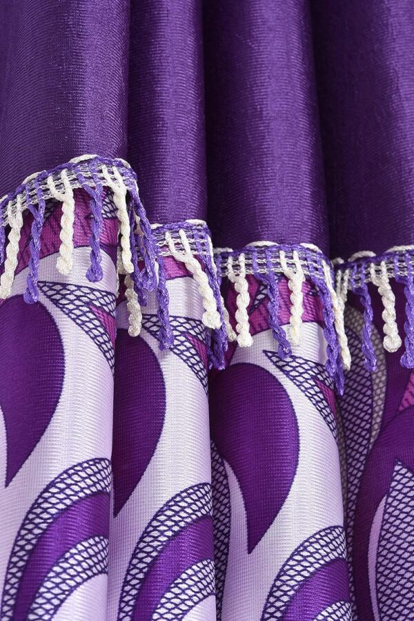 Stylish 9 Feet Purple Frill Curtains - Pack of 2 for Home Decor - Image 2