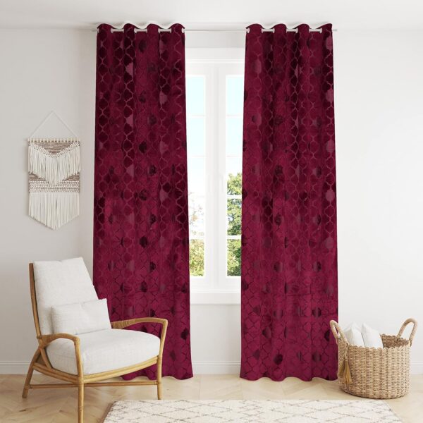 Elegant Velvet Embossed Curtains for 9 Feet Doors in Living Rooms and Bedrooms - Image 2