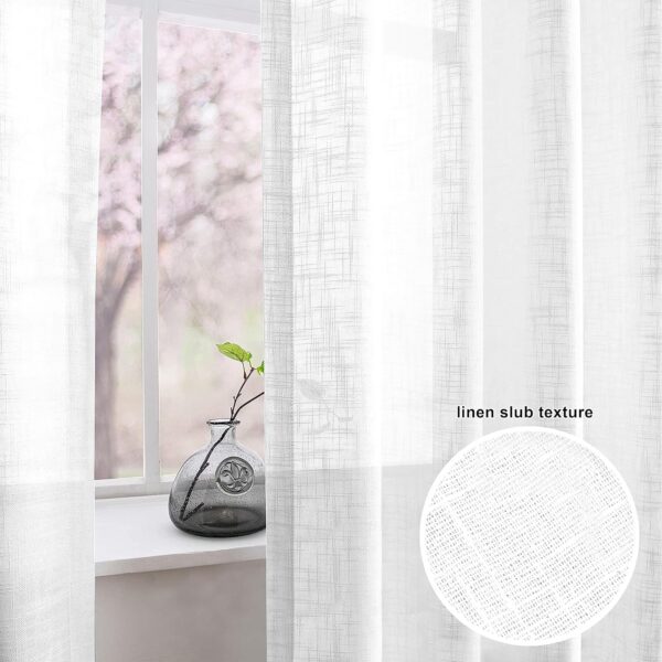 Cotton Linen Solid White Door Curtains with Steel Eyelet Rings - Set of 2 - Image 6