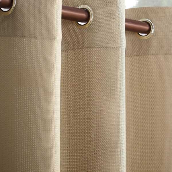 Montego Taupe Textured Grommet Kitchen Curtain Valance - 56" x 14" - Image 2