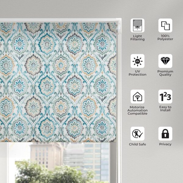 Turquoise Semi Blackout Roller Blinds for Sun Protection in Home & Office - Image 6