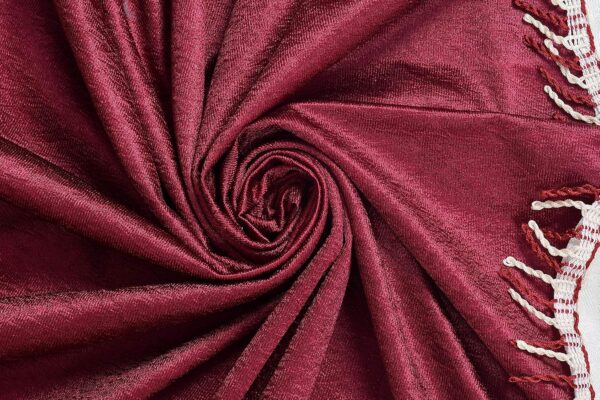 Elegant Maroon Polyester Eyelet Door Curtains with Cream Frill - 7 Feet, Pack of 2 - Image 2