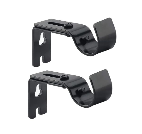 Adjustable Curtain Rod Brackets for 3/4 to 1 Inch Rods - Black, 2 PCS