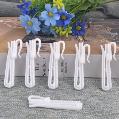 Adjustable Plastic Curtain Hooks for Pleated Drapes and Shower Curtains – 30 Pack