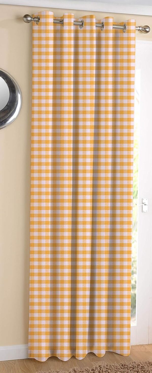 Airwill Yellow Gingham Check Blackout Curtains for Stylish Room Darkening