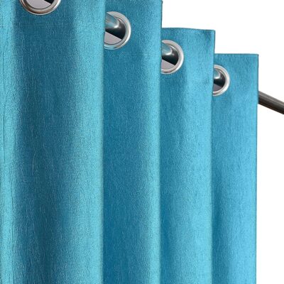 Aqua Blue 2 Piece Eyelet Polyester Door Curtain Set – 7ft Stylish Decor