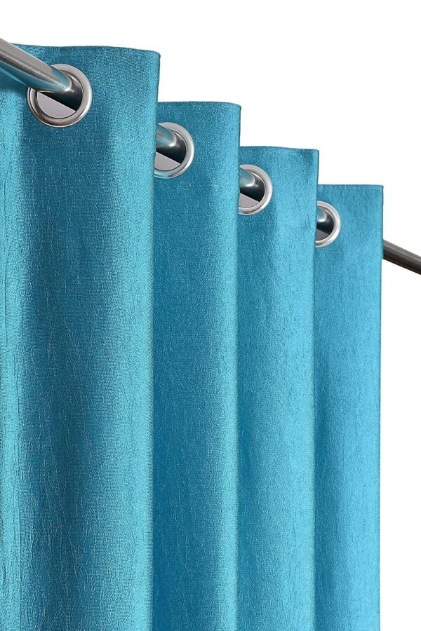 Aqua Blue 2 Piece Eyelet Polyester Door Curtain Set - 7ft Stylish Decor