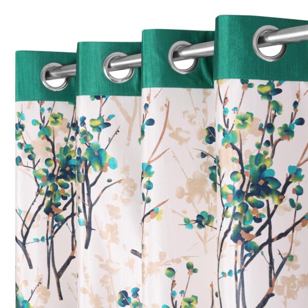 Aqua Floral Grommet Curtains - Stylish 7 Feet Long Set for Any Room