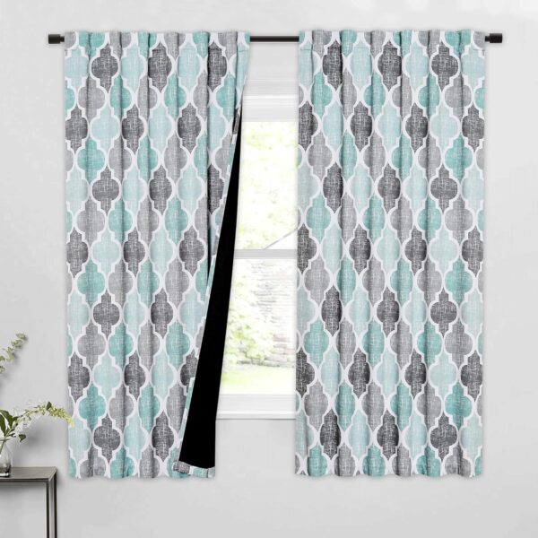 Aqua Grey 100% Blackout Curtains for Bedroom & Living Room Decor