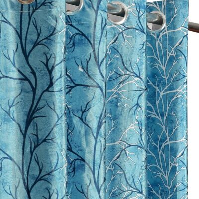 Aqua Polyester Room Darkening Curtains for Living Room or Bedroom Decor