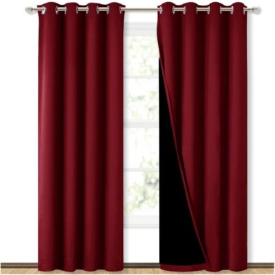 BFAM 100% Blackout Curtains – Soundproof Maroon Drapes for Ultimate Room Darkening