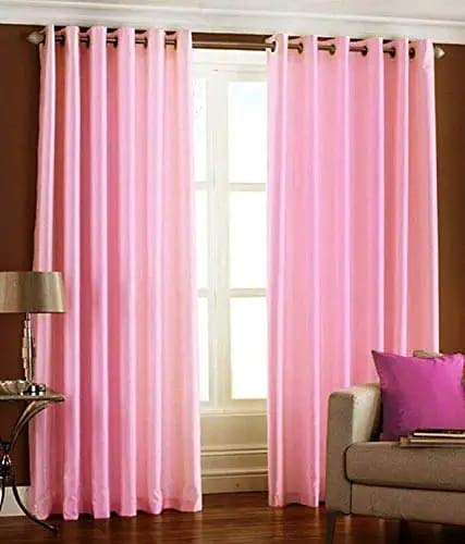 Elevate Your Space with Beautiful 7 Feet Pink Polyester Curtains Set of 2