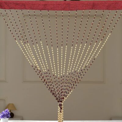 Beautiful Mehroon Wooden CAPSOOL Ball Beads Curtain for Elegant Door Decor