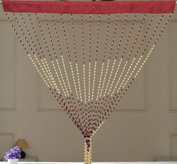 Beautiful Mehroon Wooden CAPSOOL Ball Beads Curtain for Elegant Door Decor