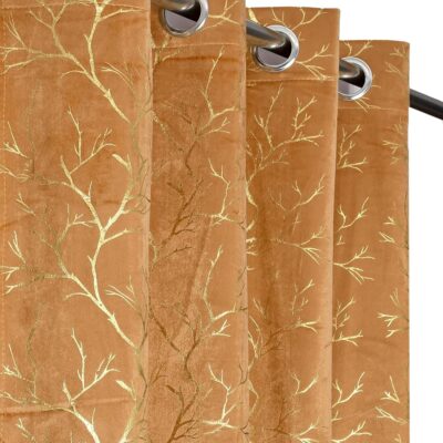 Beige Velvet Room Darkening Curtains – 7 Feet, Pack of 2 Panels