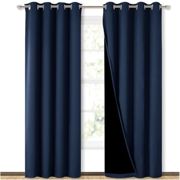 Blackout Curtains for Bedroom: Navy Blue Soundproof 100% Darkening Solution