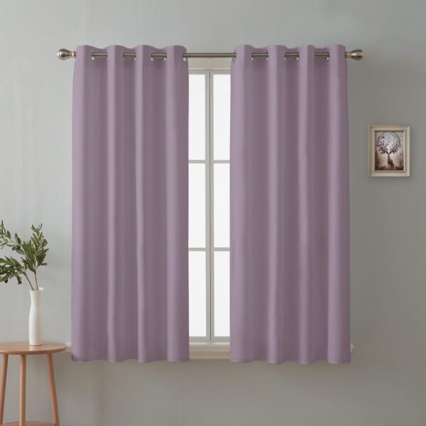 Blackout Window Curtains Set of 2: Room Darkening 5 Feet Long Lilac