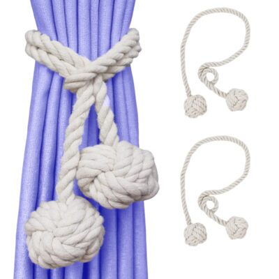 Boho Curtain Tiebacks: Natural Cotton Rope, No Drill, Unique Design