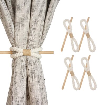 Boho Curtain Tiebacks: Rustic Jute Rope Holders for Home and Office Decor