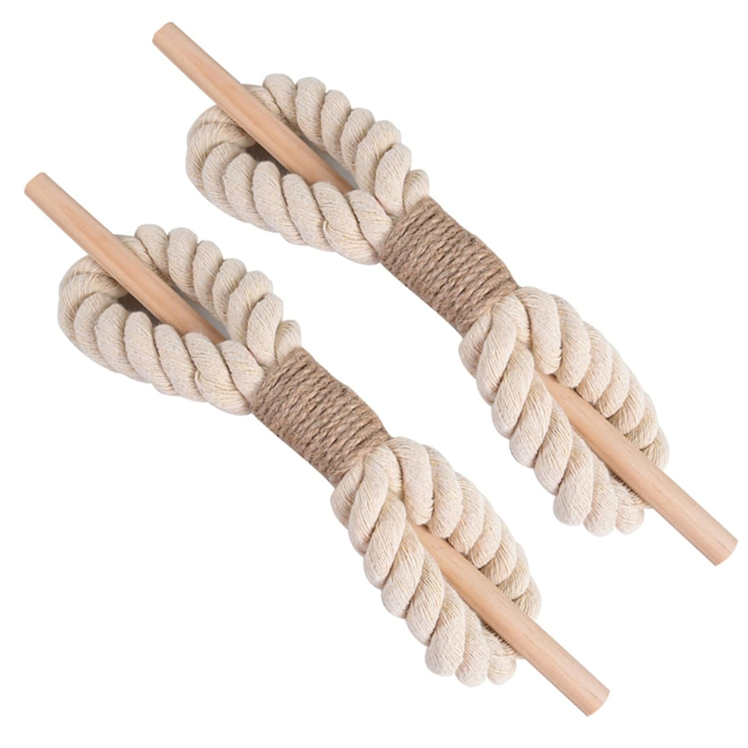 Boho Rustic Curtain Tiebacks: Stylish Handmade Cotton Rope and Wood Design