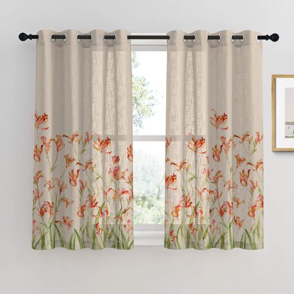 Brighten Your Home with Petal Whispers Tangerine Orange Sheer Curtain Set