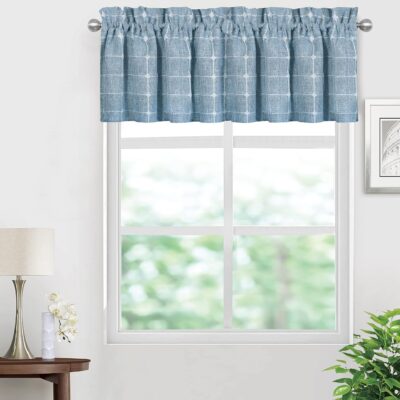 Charming Home Embroidered Plaid Valances for Kitchen and Bathroom Windows