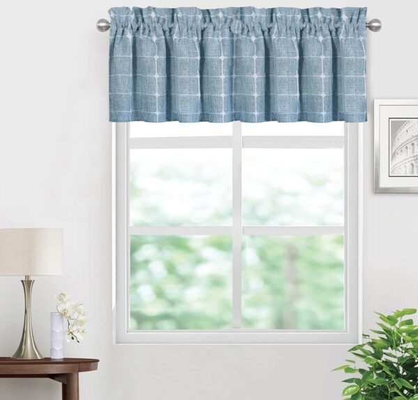 Charming Home Embroidered Plaid Valances for Kitchen and Bathroom Windows