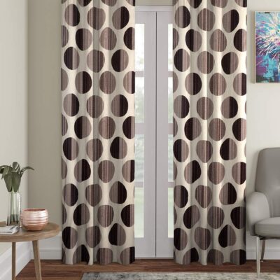 Cortina 2 Piece Brown Polka Dot Eyelet Curtains – Stylish Door Decor