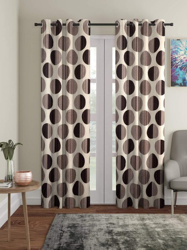 Cortina 2 Piece Brown Polka Dot Eyelet Curtains - Stylish Door Decor