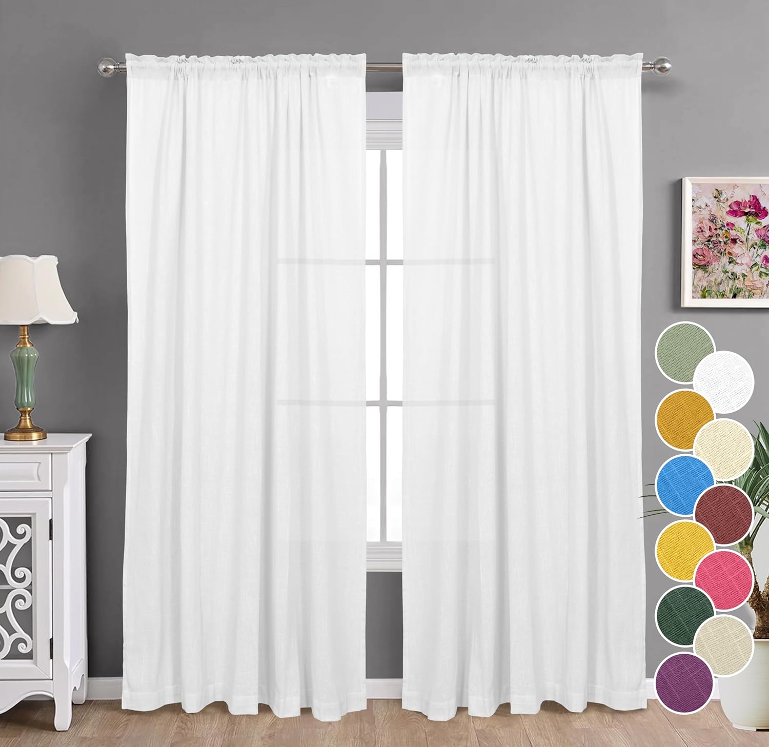 Transform Your Space with Elegant Cotton Sheer Curtains – Set of 2 Pcs