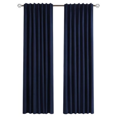 Custom Navy Blue 75″ Wide Blackout Curtains for Living Room and Bedroom