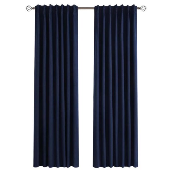 Custom Navy Blue 75" Wide Blackout Curtains for Living Room and Bedroom