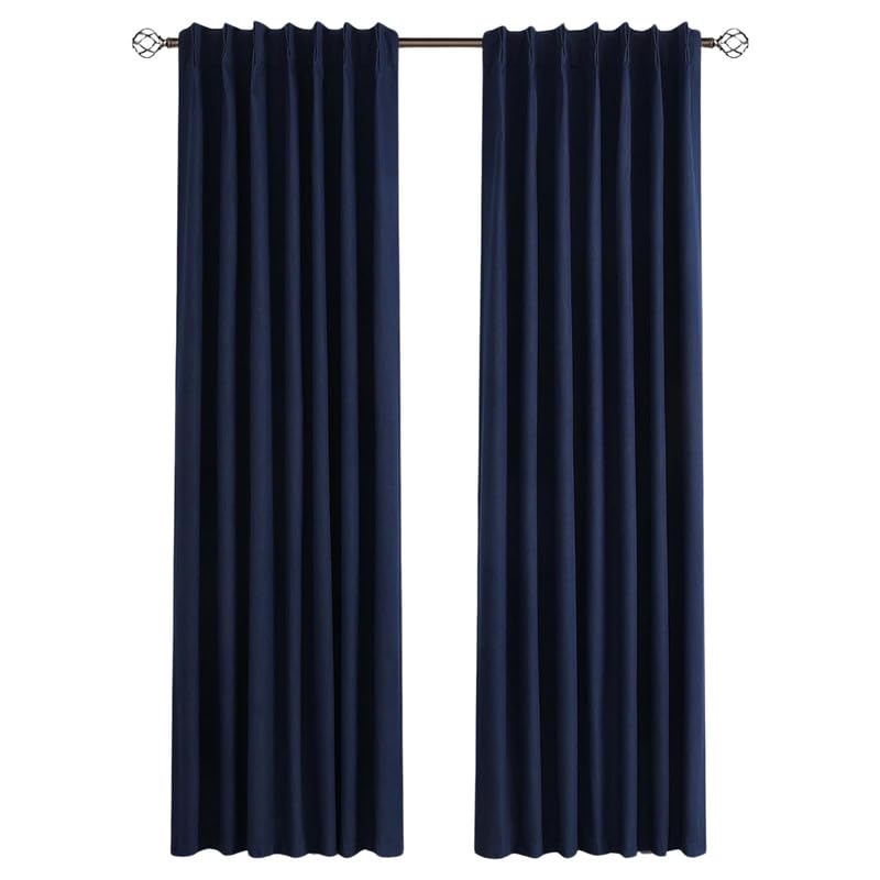 Transform Your Space with Custom Navy Blue 75″ Wide Blackout Curtains