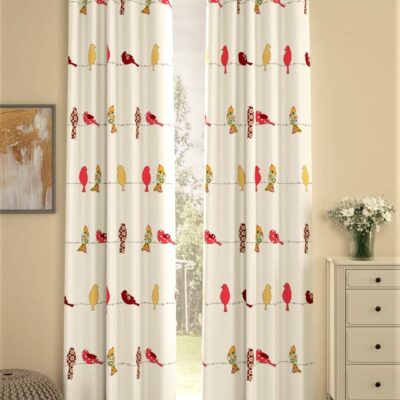 Cute 3D Birds ABC Counting Curtains for Kids Room and Nursery