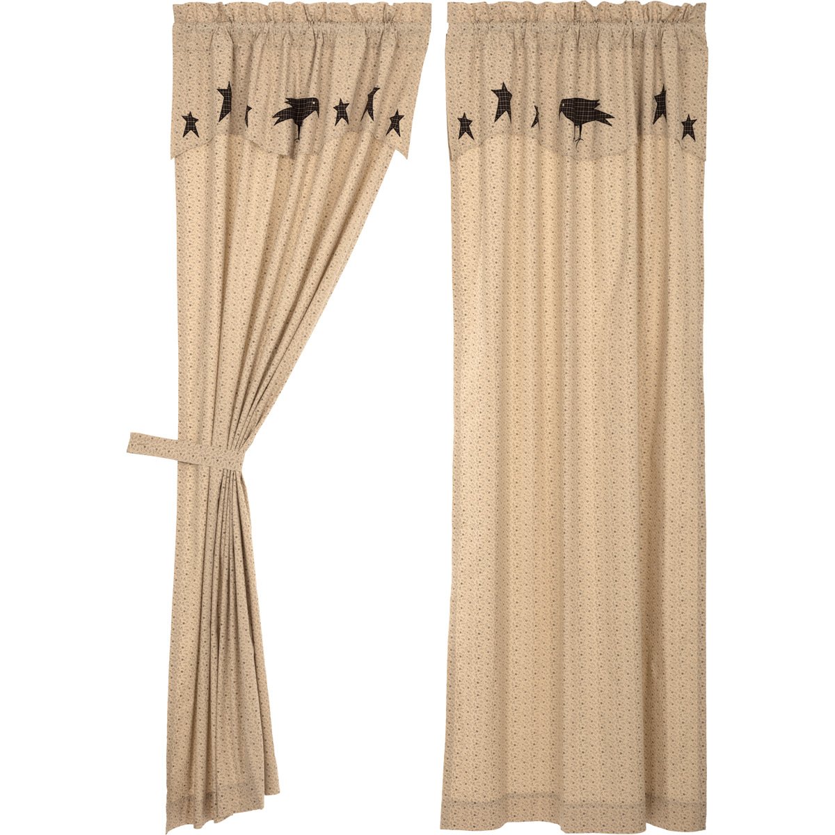 Charming Kettle Grove Crow and Star Curtains for Rustic Home Decor