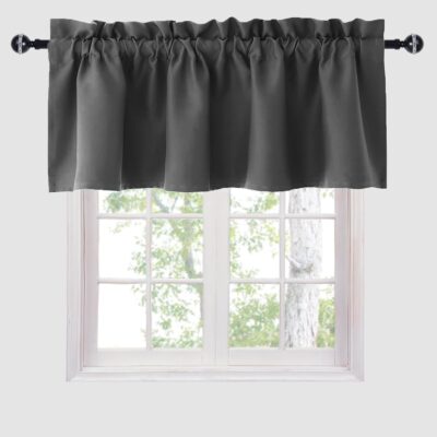 Dark Grey Hiasan Valance Curtains for Kitchen – Blackout Thermal Insulated Design