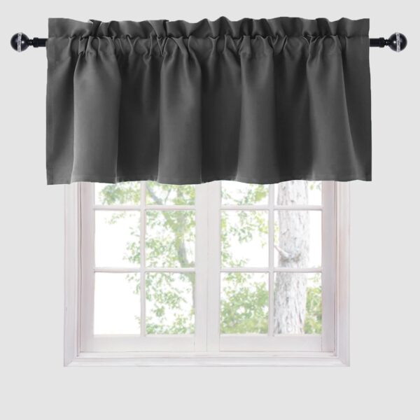 Dark Grey Hiasan Valance Curtains for Kitchen - Blackout Thermal Insulated Design