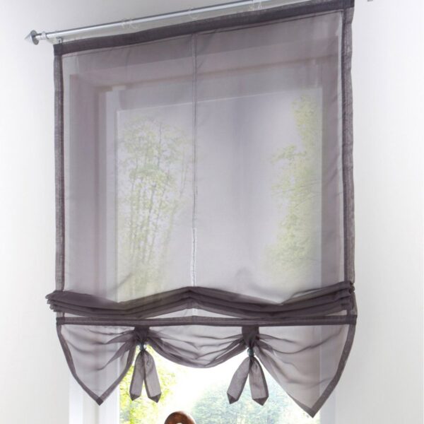 Echocart Gray Roman Curtain and Tie Up Shade for Stylish Windows