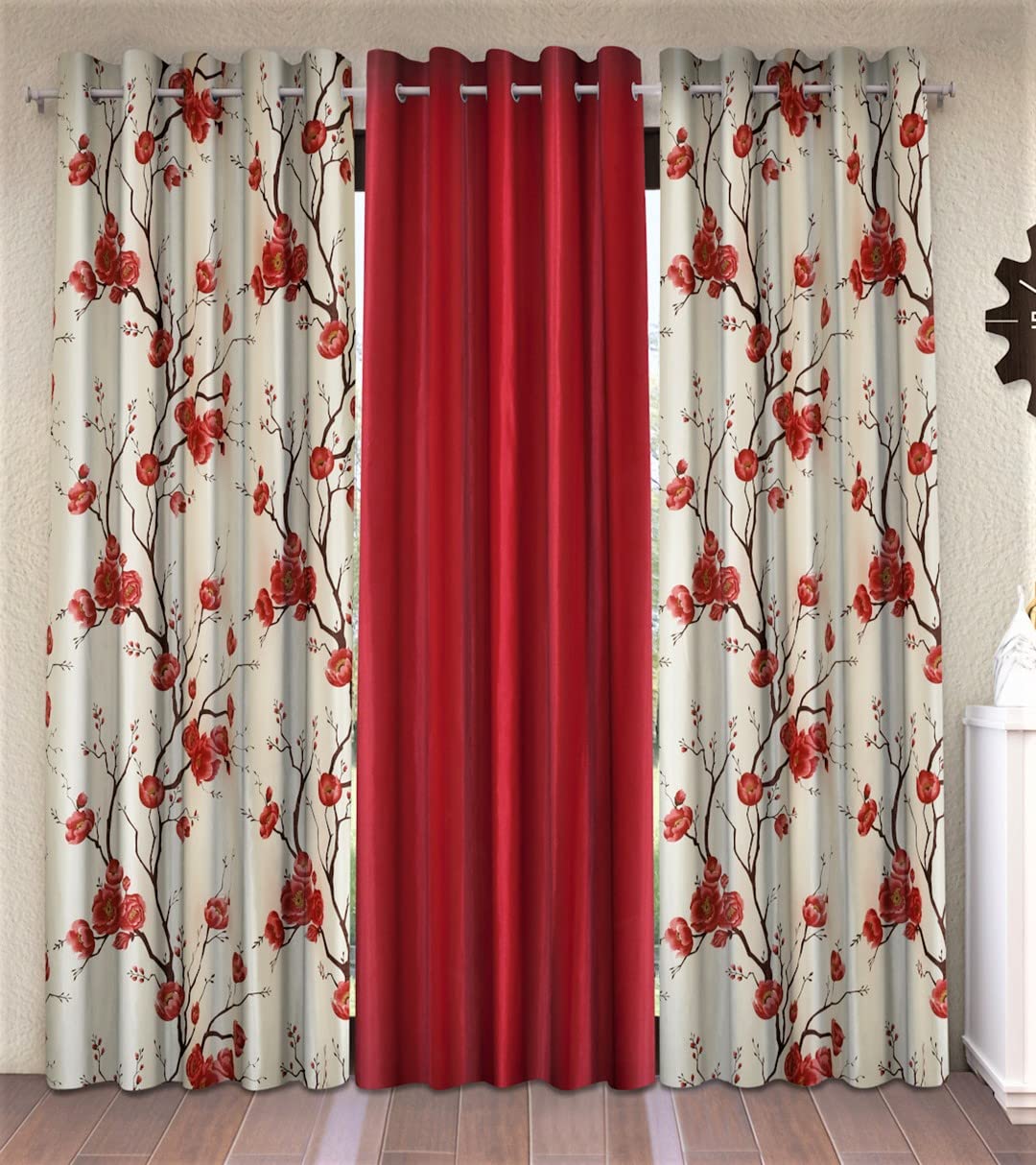 Elegant Maroon 3D Tulip Door Curtains: A Stylish Touch for Your Home