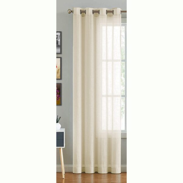 Elegant 7 Feet Beige Sheer Grommet Curtains for Stylish Home Decor