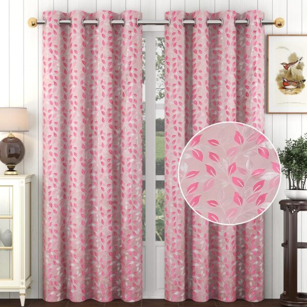 Elegant 7-Foot Pink Curtains for Doors | Premium Polyester Eyelet Parda Set