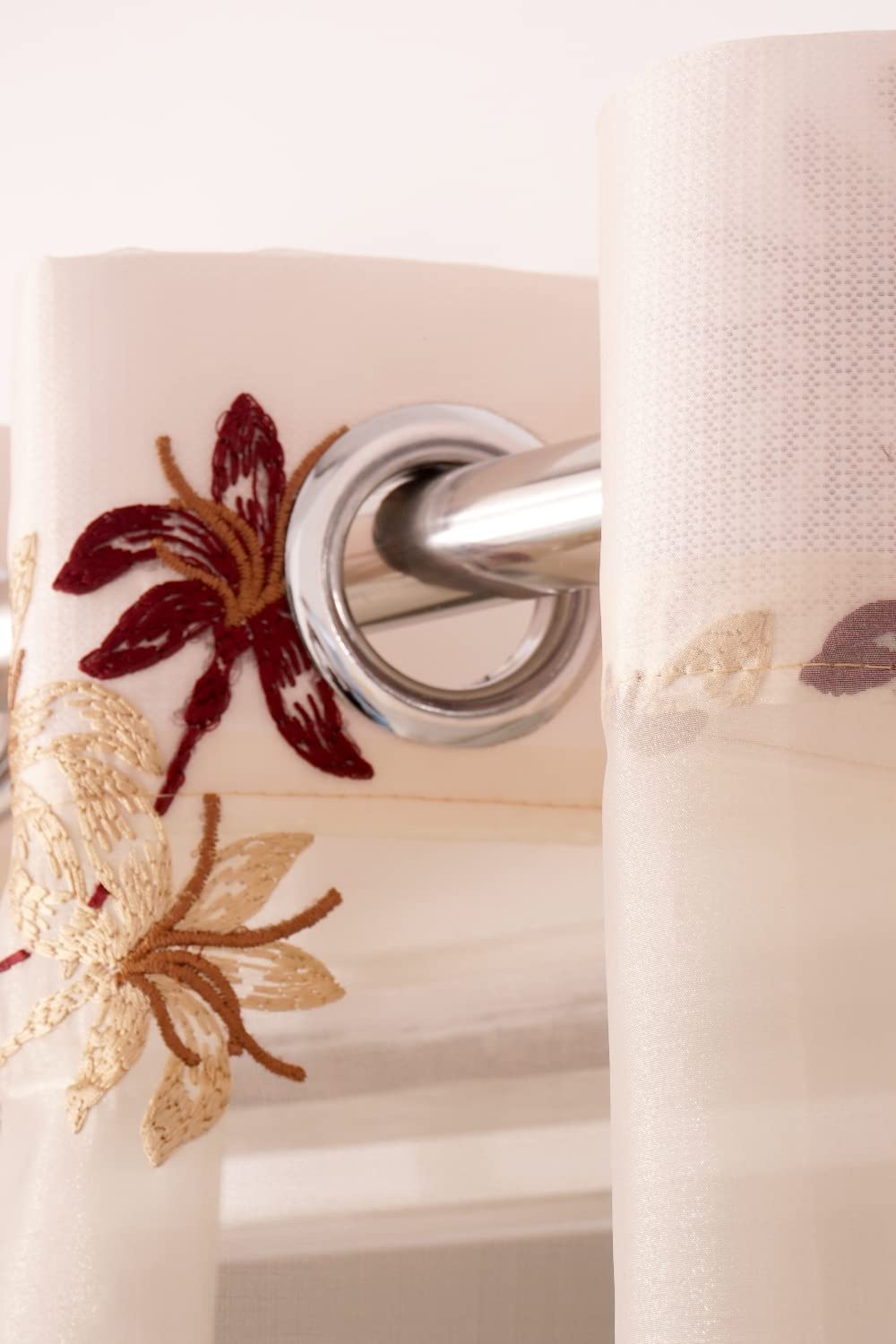 Elegant 7 Ft Floral Embroidered Grommet Curtains: Style Your Space Beautifully