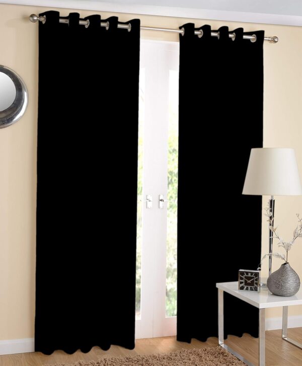 Elegant 7ft Black Cotton Door Curtains - Pack of 2 for Stylish Homes