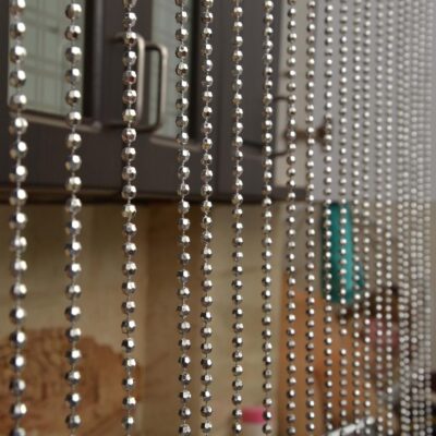 Elegant 7ft Silver Bead Curtain for Door and Window Decor